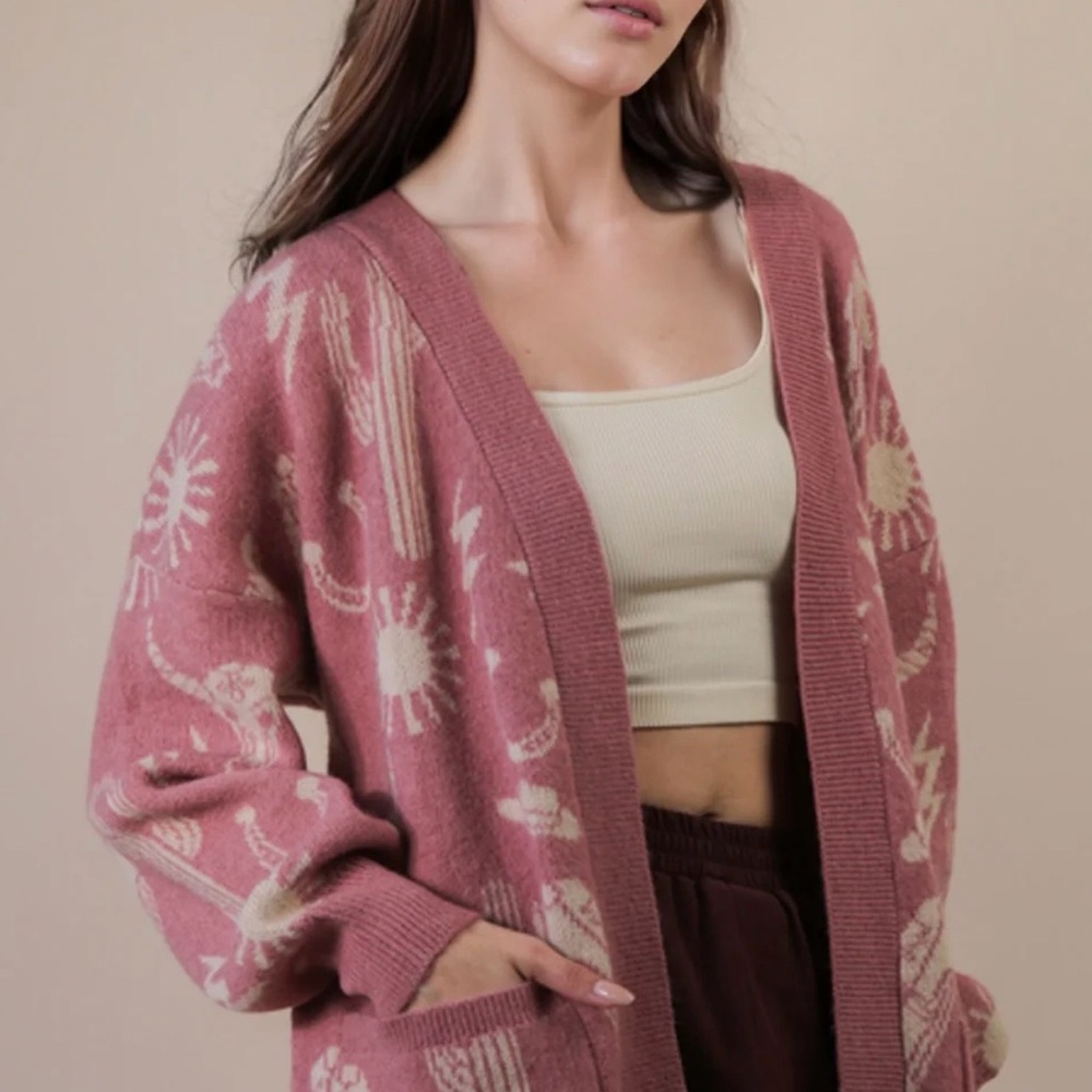Mauve Western Patterned Sweater - Picture 4 of 4